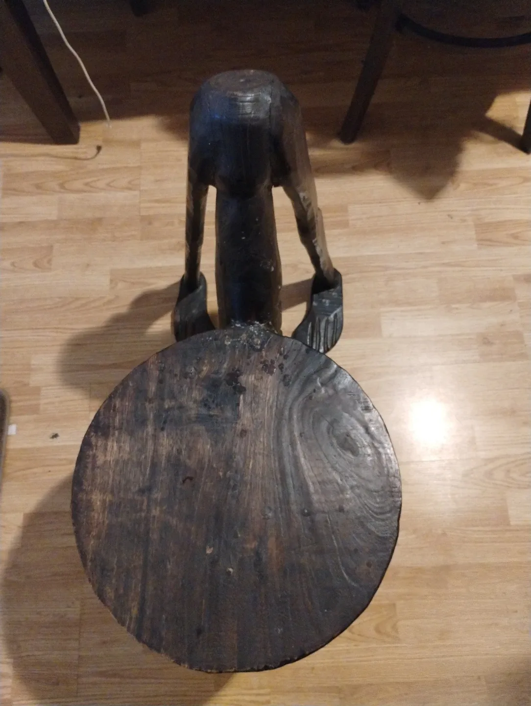 Unique Hand Carved Wooden Stool - 31" Tall image indicator(3)