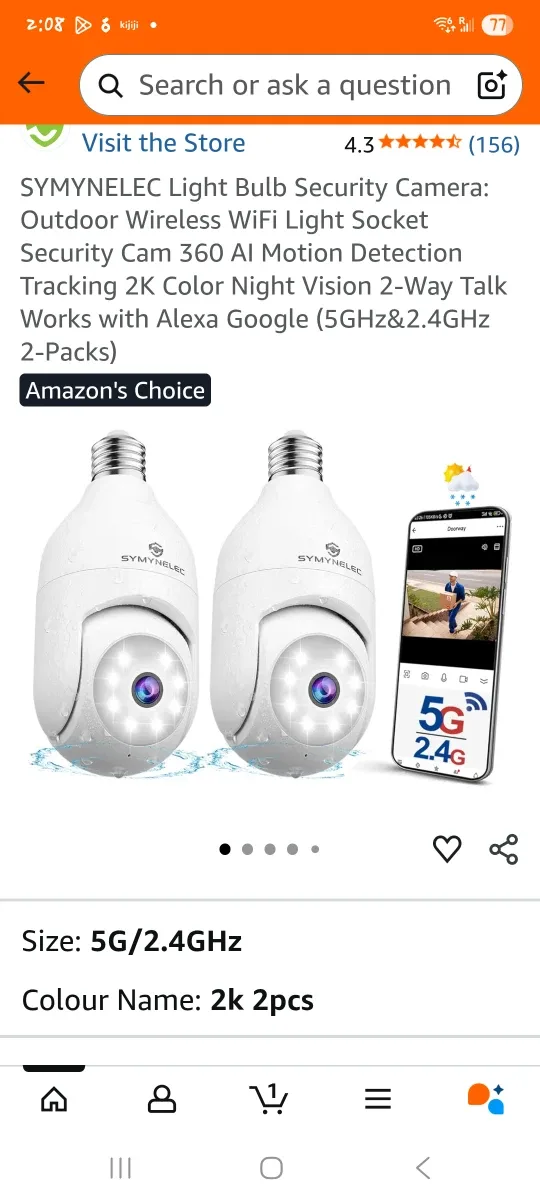Light Bulb Security Camera - 2 Pack