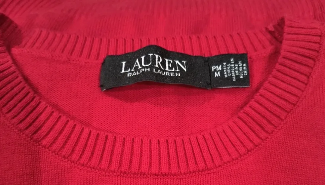 Ralph Lauren Red Puff Sleeve Sweater - Size M image indicator(5)