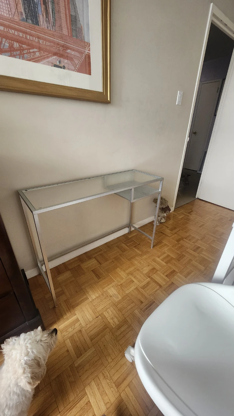 Glass Top Desk with Metal Frame - photo 2