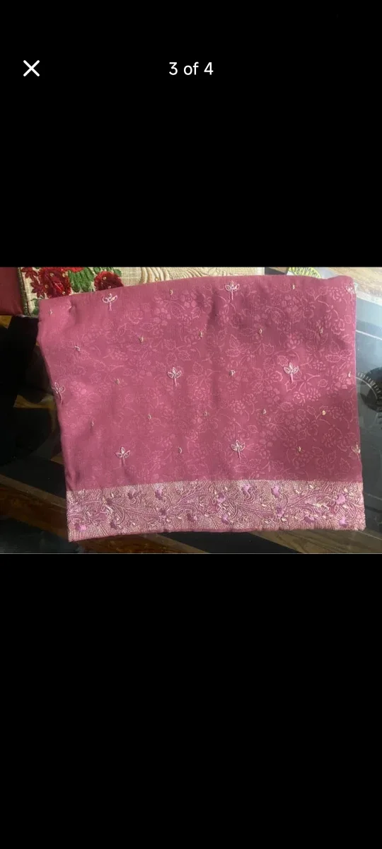 Pink Embroidered Fabric