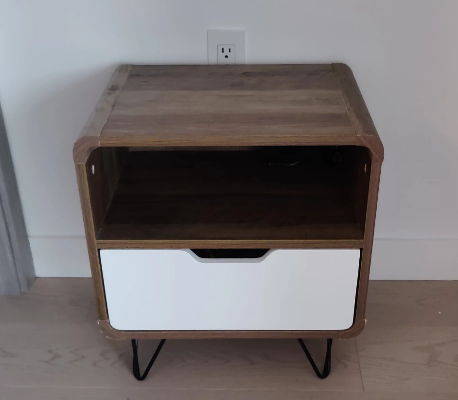 Wood Nightstand with White Drawer-Structube