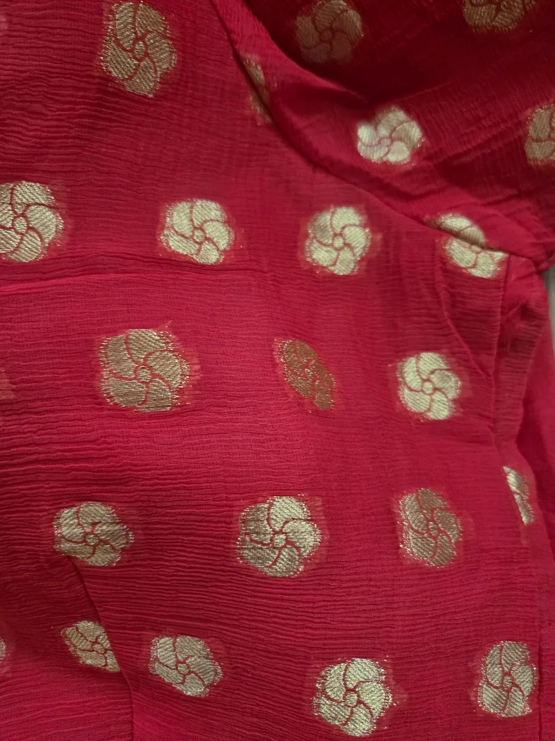 Red Sari Blouse with Gold Accents image indicator(4)