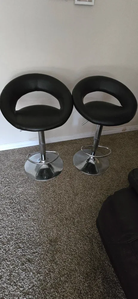 Pair of Black Swivel Bar Stools