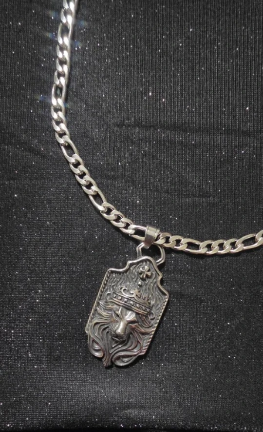 Silver Lion Pendant Necklace stainless steel