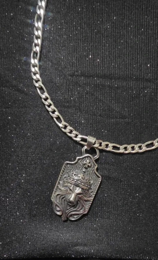 Silver Lion Pendant Necklace stainless steel