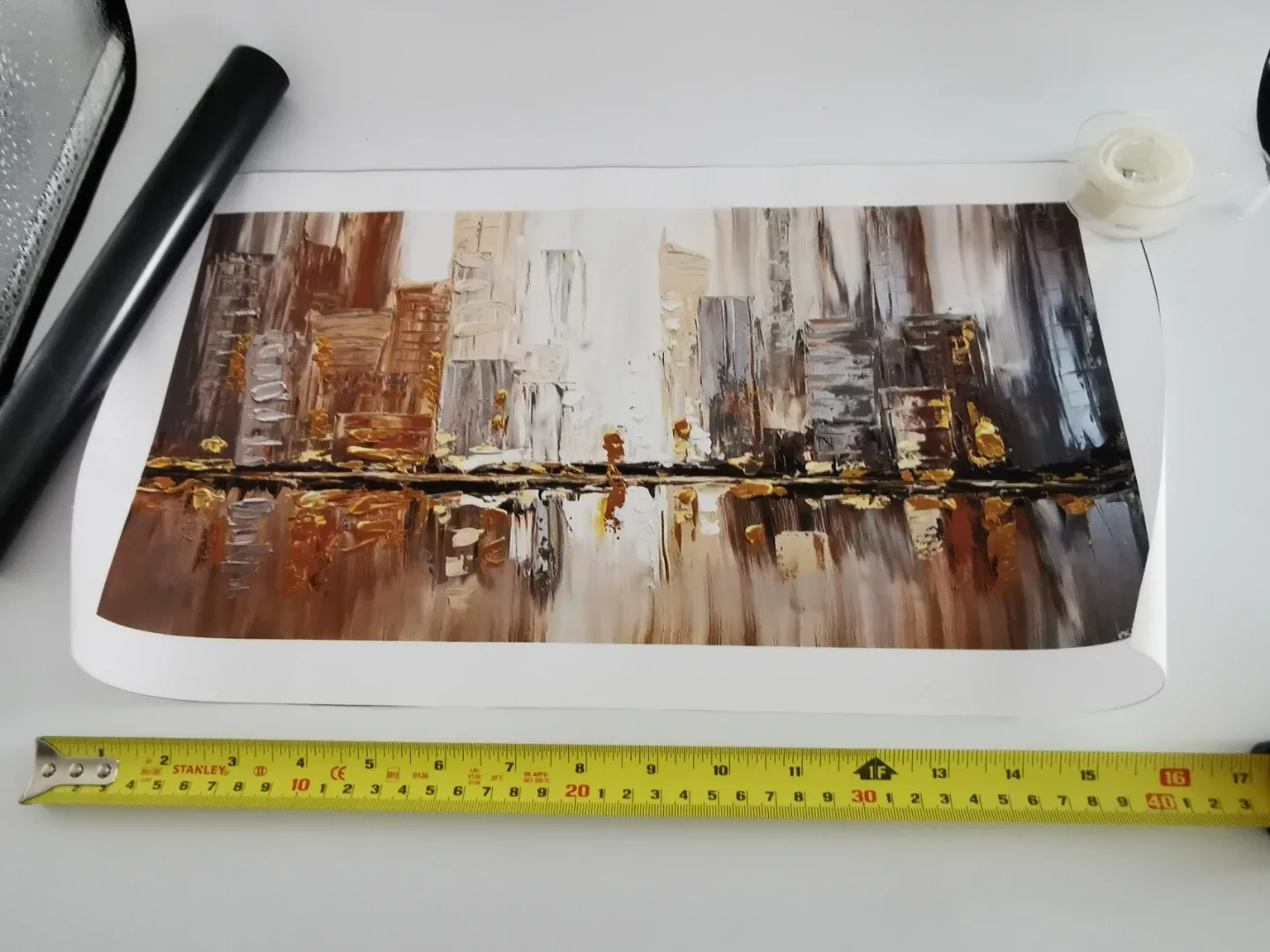 Cityscape Print - Brown, White, Gold