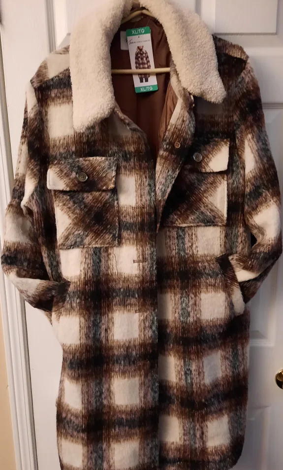 Women's Plaid Sherpa Shacket XL