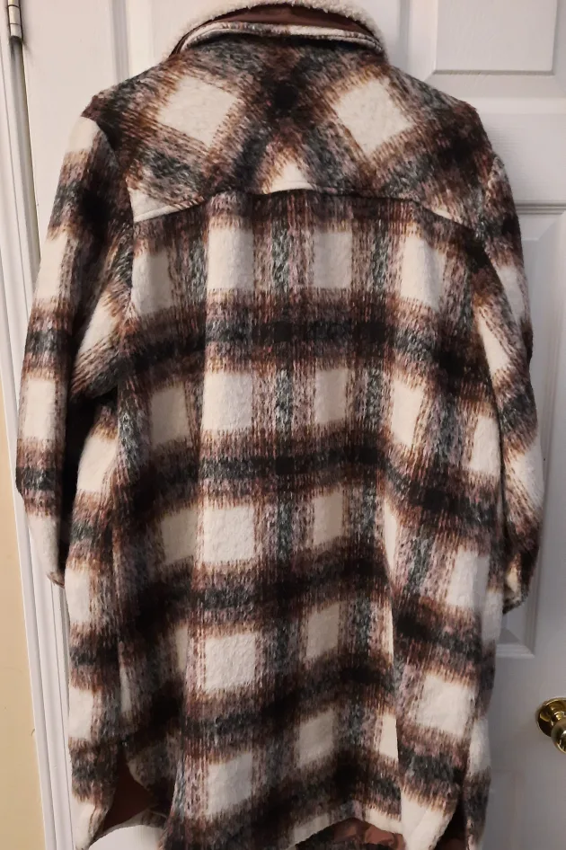 Women's Plaid Sherpa Shacket XL image indicator(2)