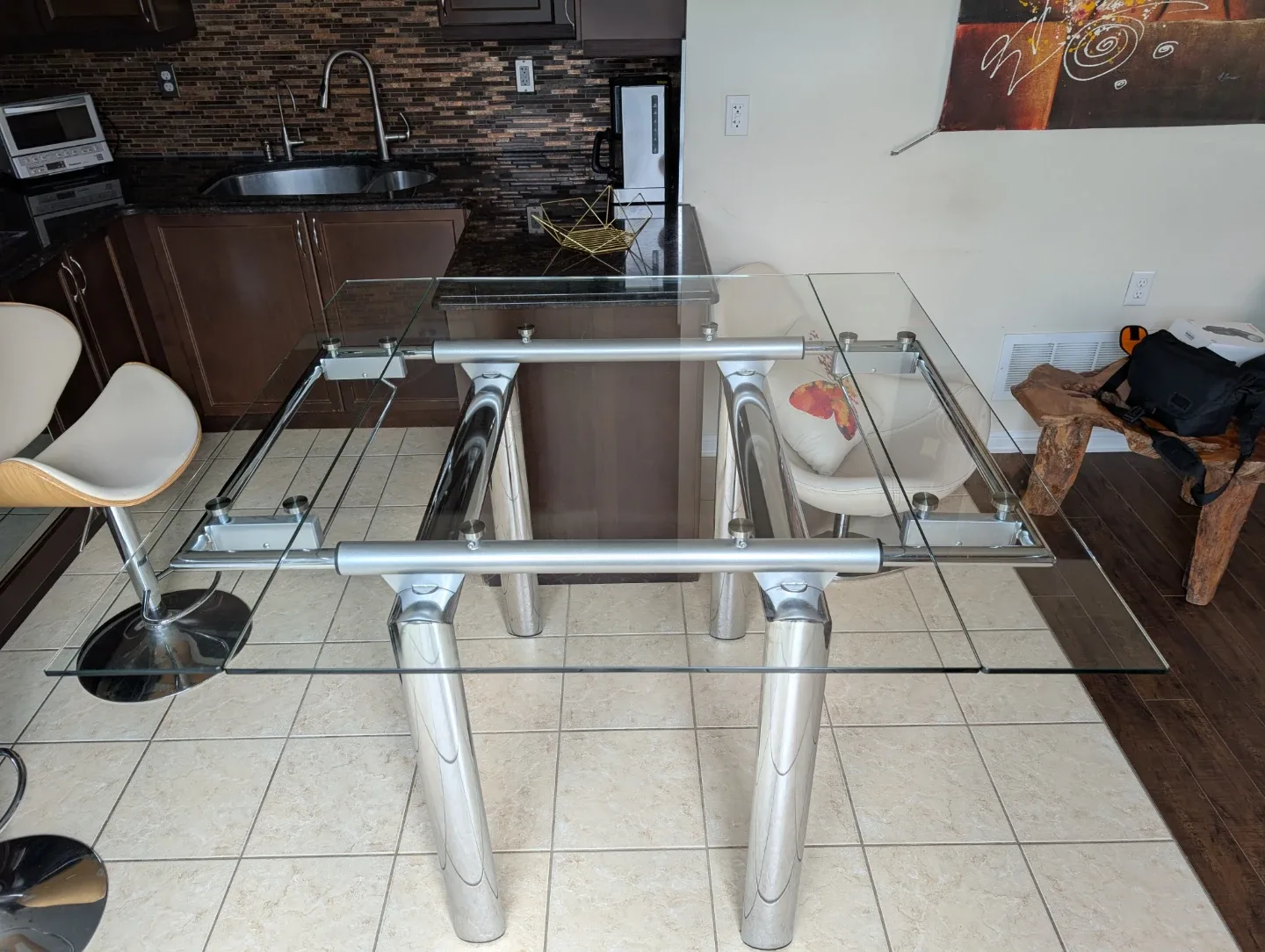 Glass Top Dining Table with Chrome Legs image indicator(2)