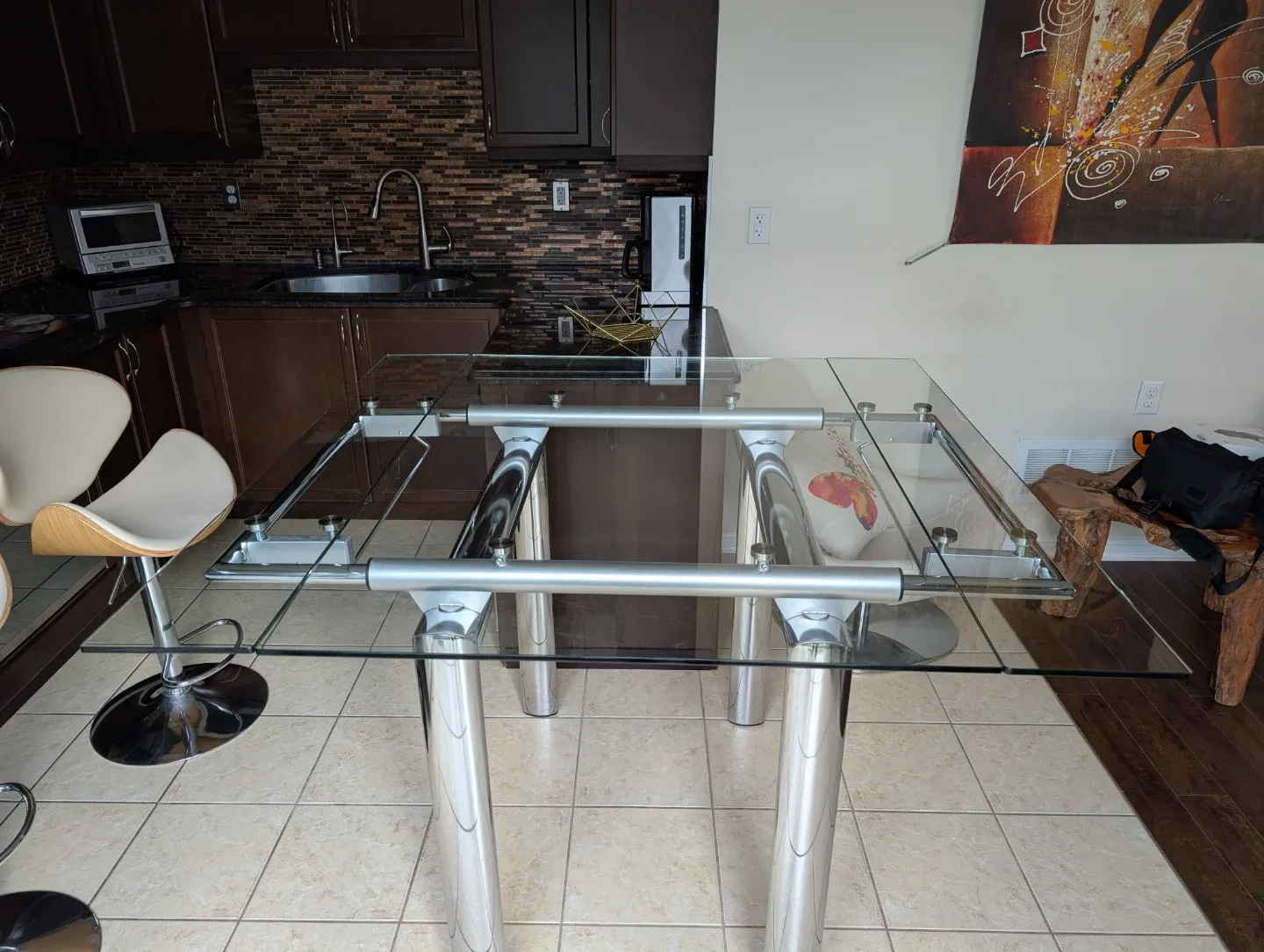 Glass Top Dining Table with Chrome Legs image indicator(3)