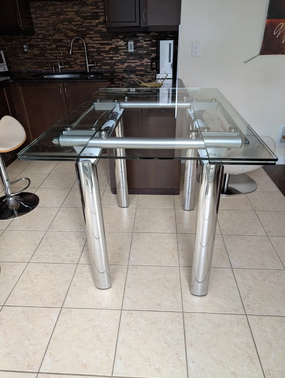 Glass Top Dining Table with Chrome Legs image indicator(4)