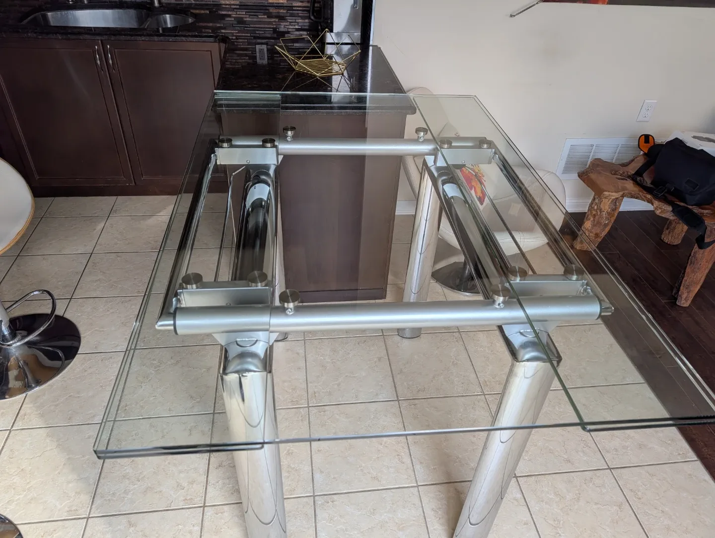 Glass Top Dining Table with Chrome Legs image indicator(10)