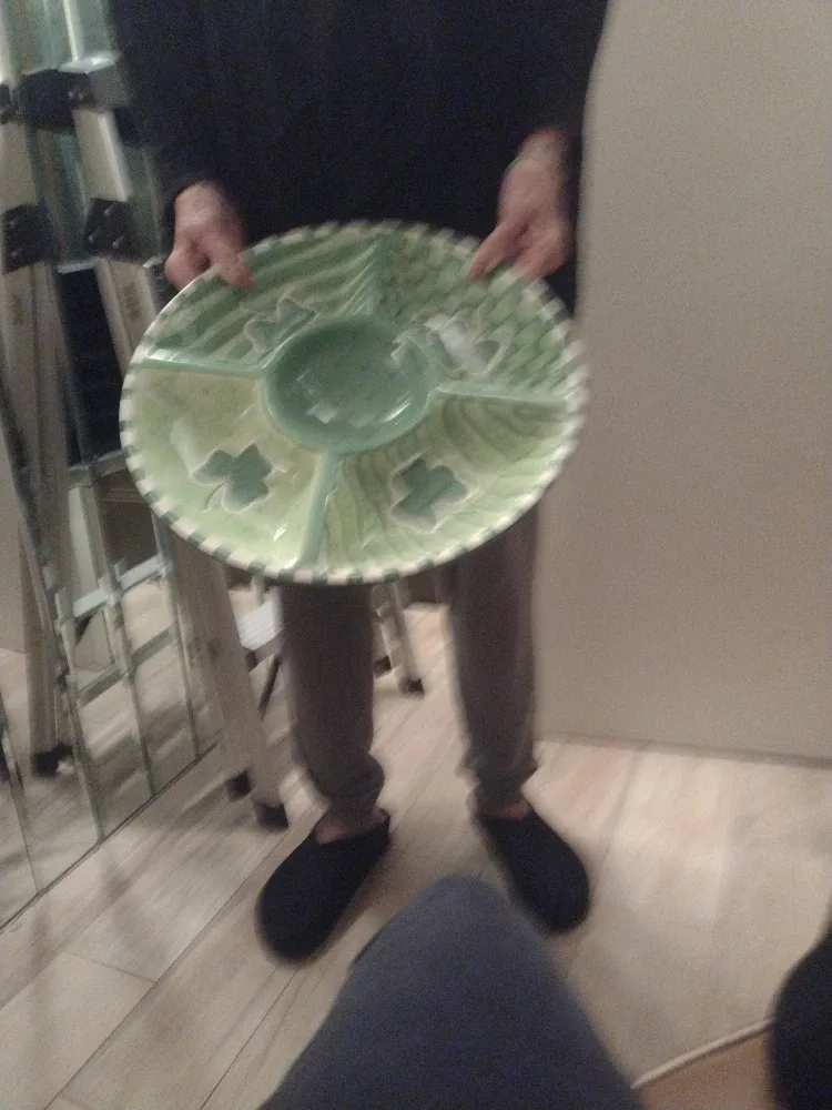 Green Shamrock Serving Platter