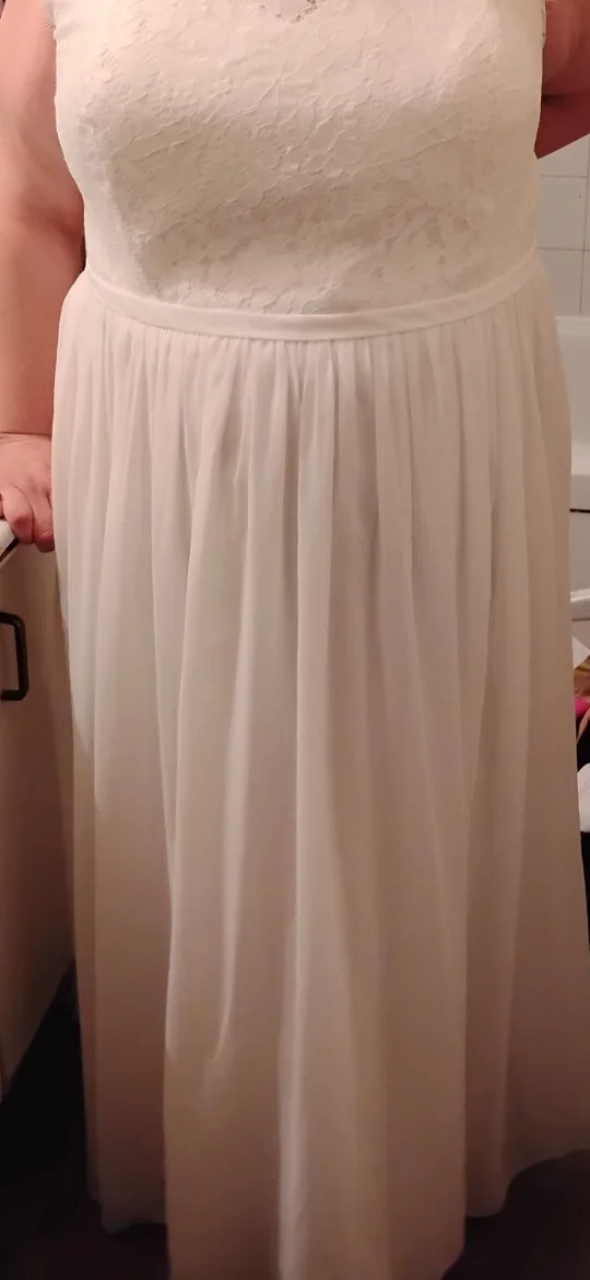 Azazie White Lace & Chiffon plus size Dress image indicator(4)