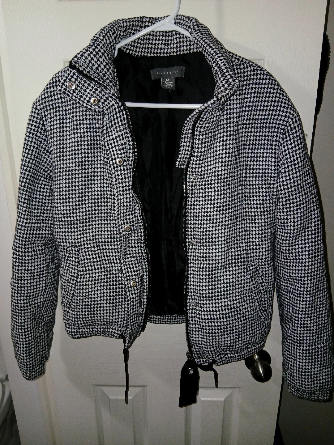 Suzy Shier Houndstooth Puffer Jacket - Size S thumbnail