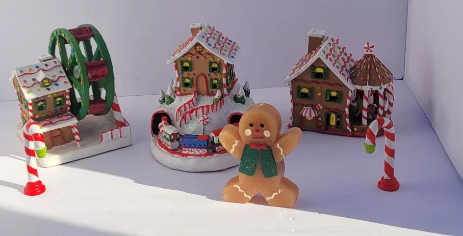 Gingerbread House Village Train Figurine