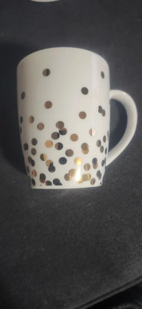 White Mug with Gold Polka Dots