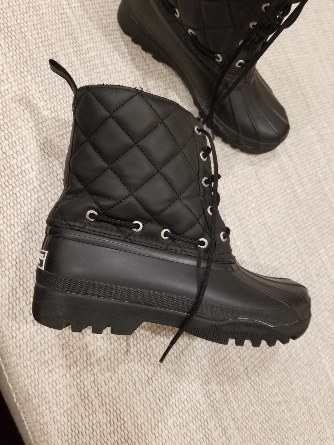 Sperry Quilted Black Duck Boots - Size 6 - photo 2