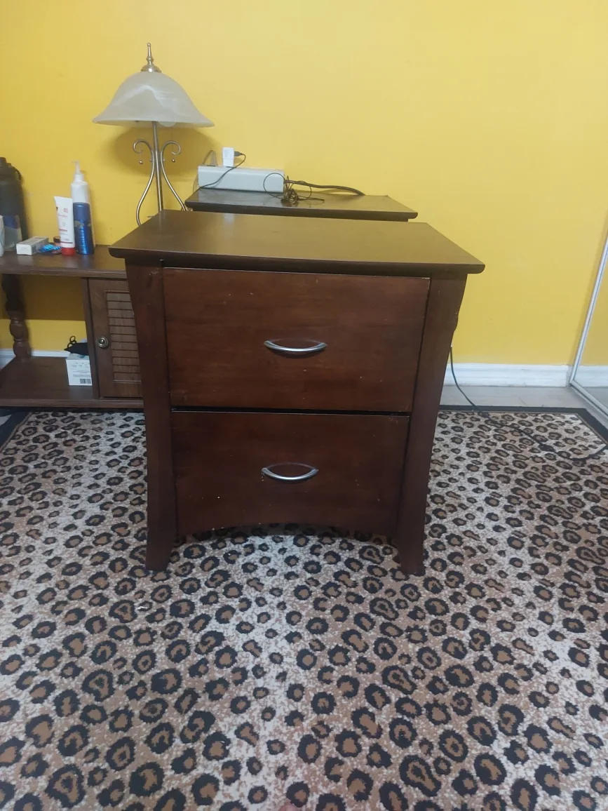 Wooden Two-Drawer Nightstand image indicator(2)
