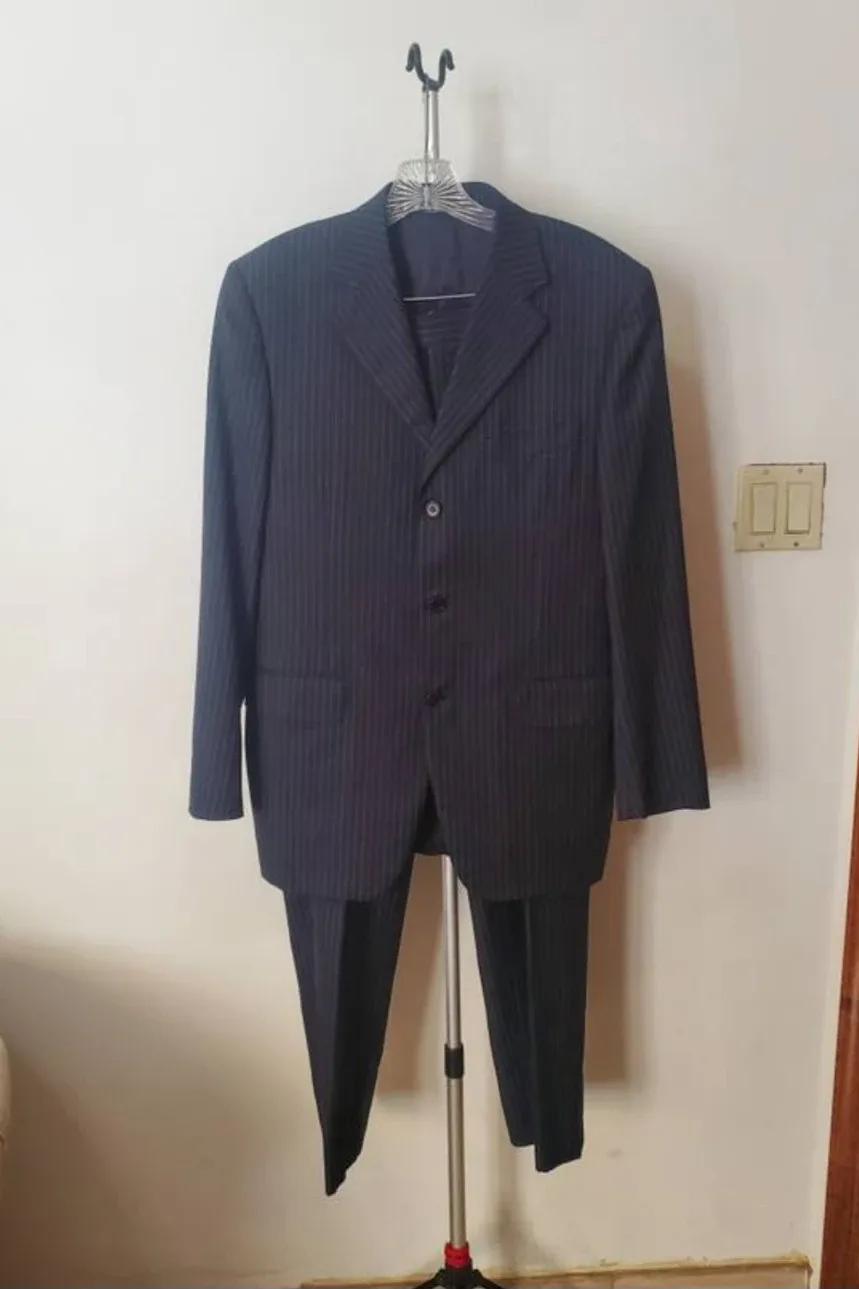 Made in italy canali black pinstripe suit size 38 regular thumbnail