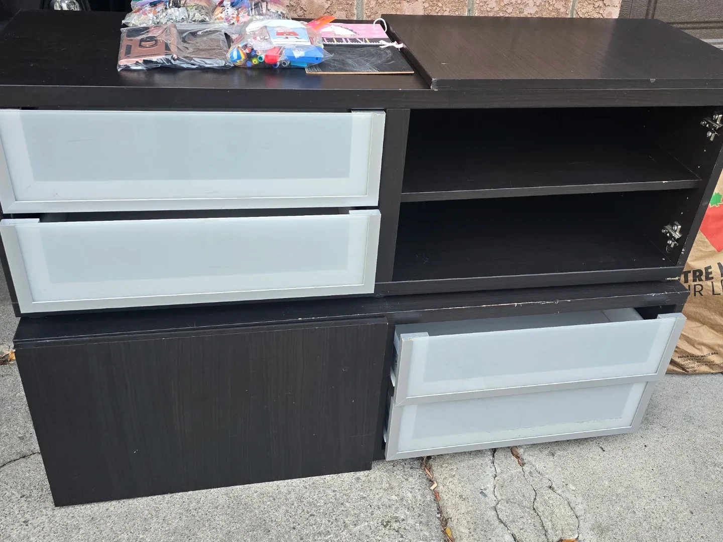 FREE IKEA Cabinet/Drawers - Black Brown/Glass Doors 🥕 thumbnail