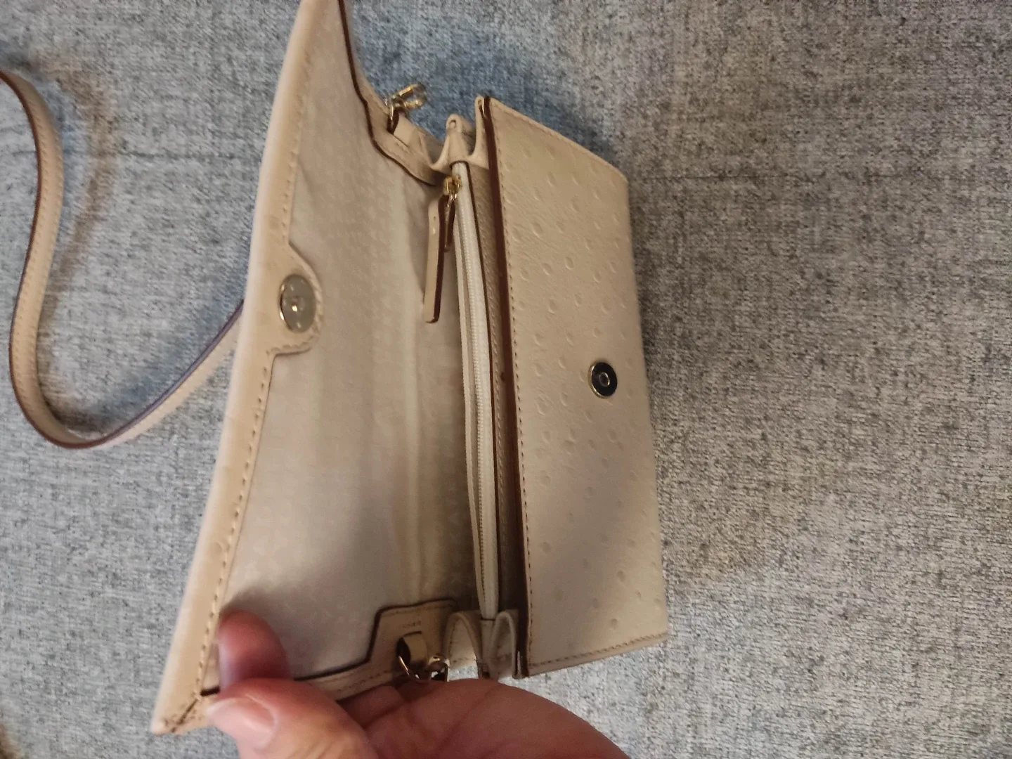 Kate Spade Beige Ostrich Small Flap Crossbody image indicator(3)