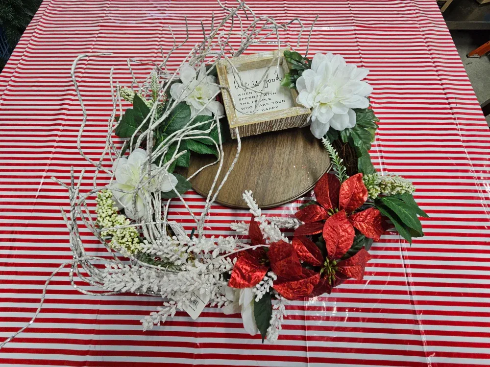 Floral Wreath with 'Life is Good' Sign thumbnail