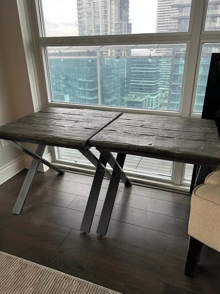 Rustic Grey Wood Side Tables (x2)