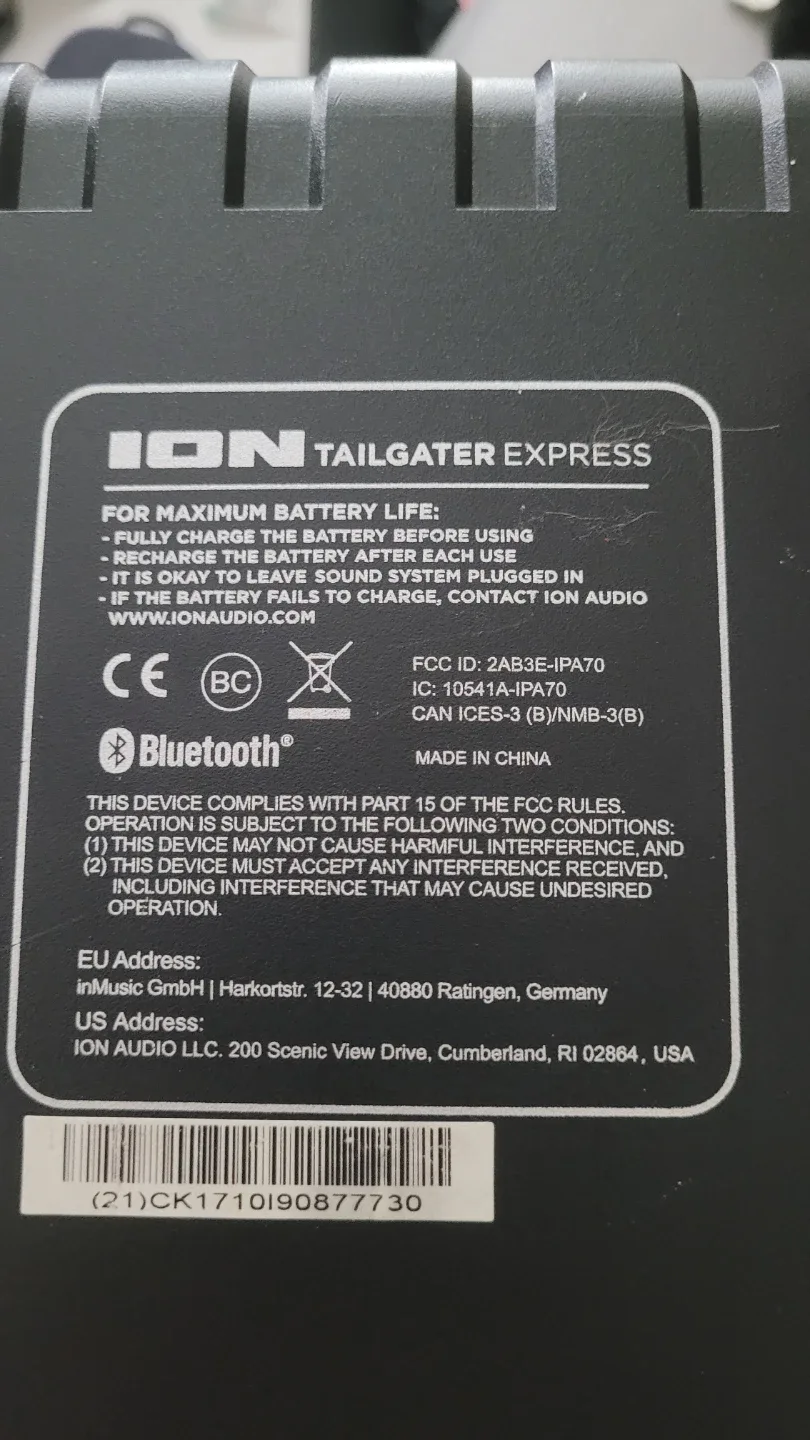 ION Tailgater Express Portable Bluetooth Speaker image indicator(2)