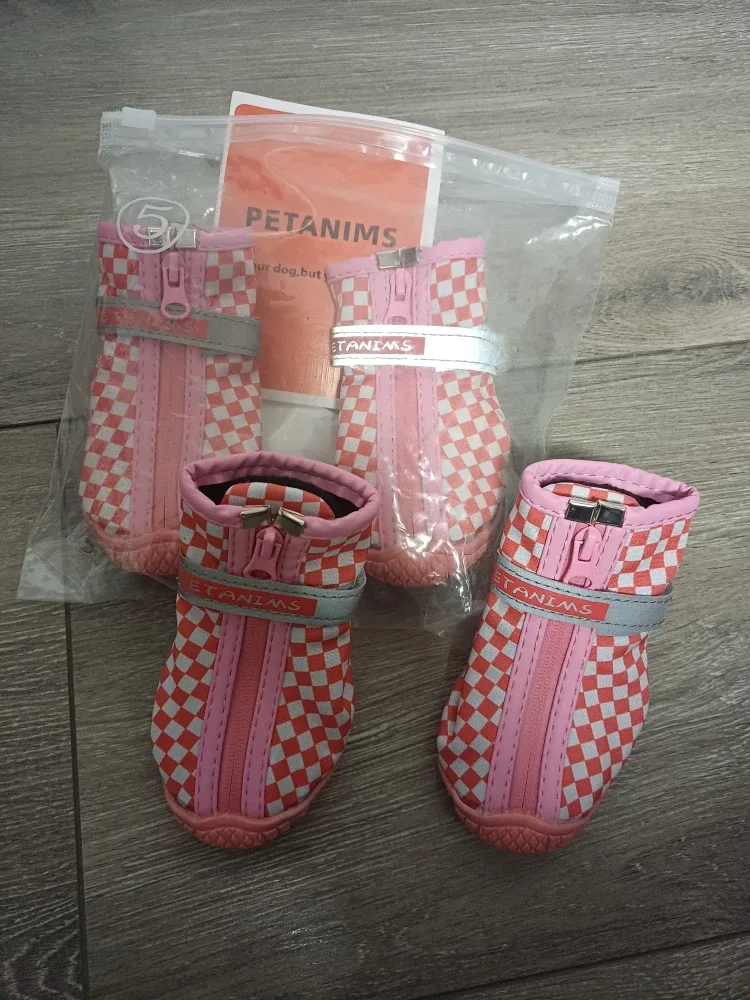 Brand New Petanims Dog Shoes - Pink & White - Size 5 image indicator(7)
