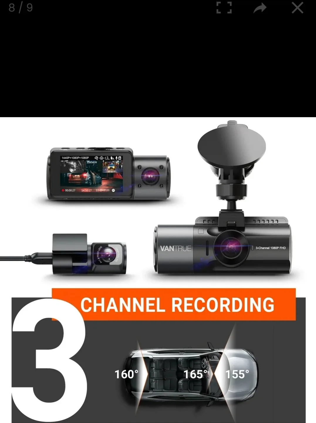 New Vantrue OnDash N4 -3 Channnl dashcam image indicator(5)