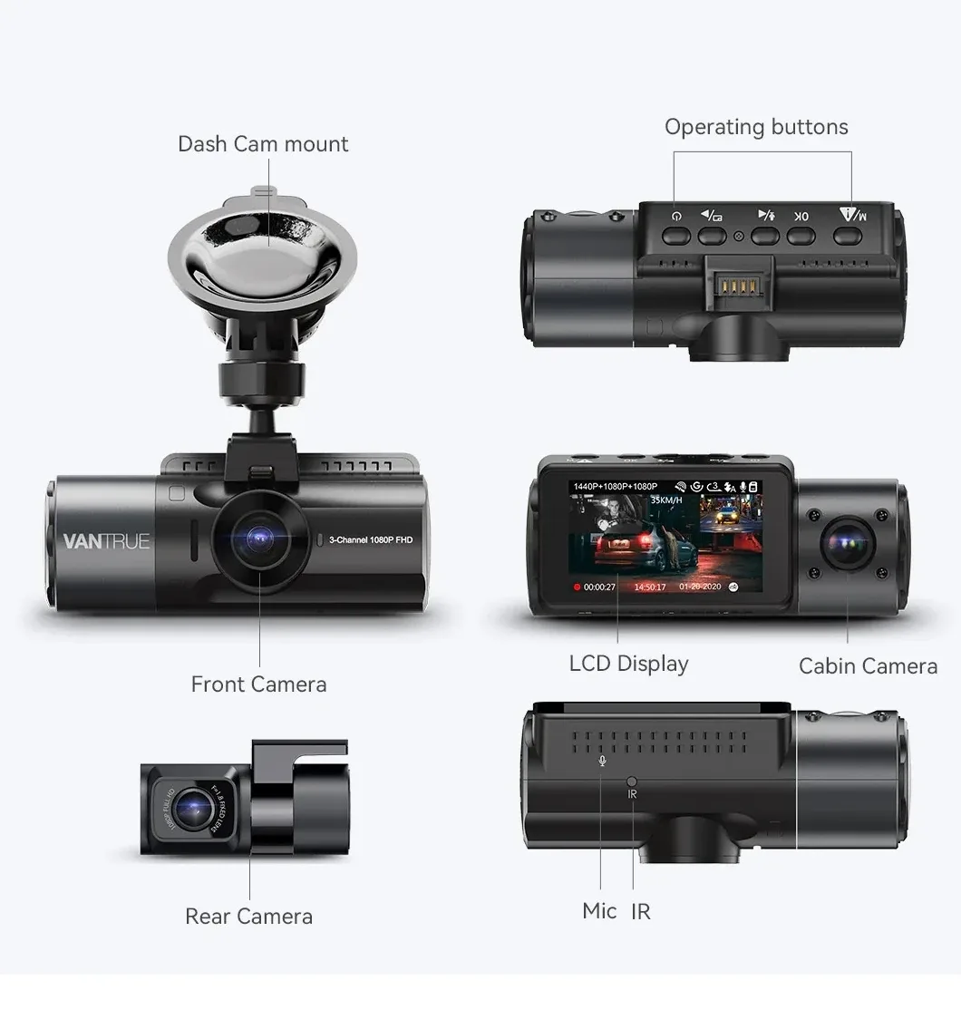 New Vantrue OnDash N4 -3 Channnl dashcam image indicator(7)