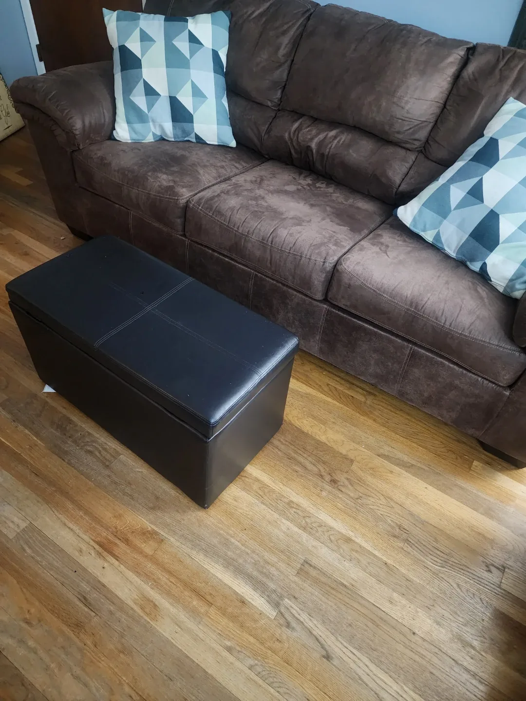 Brown Suede-Like Sofa