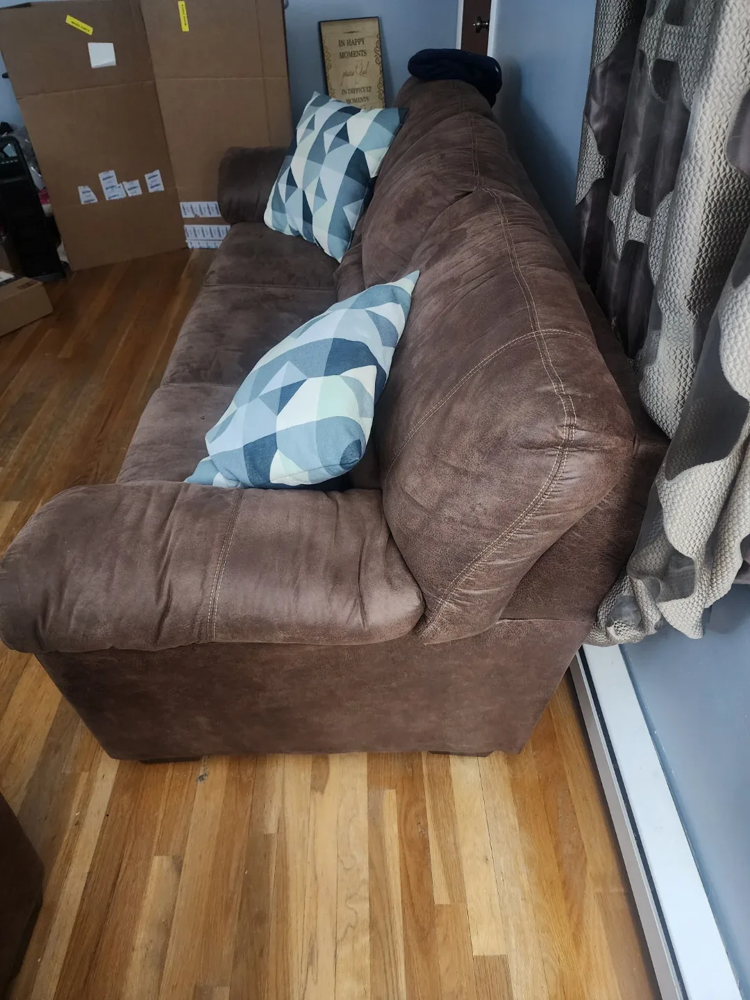 Brown Suede-Like Sofa image indicator(3)