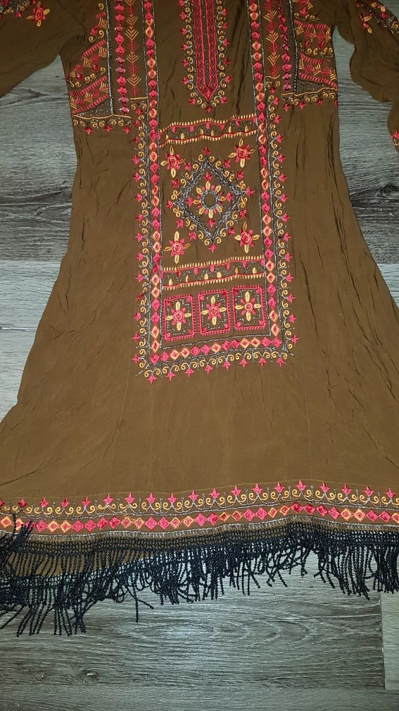Brown Embroidered Dress