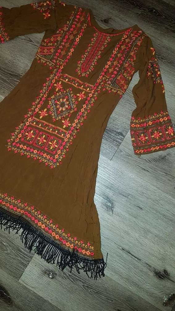 Brown Embroidered Dress - photo 2