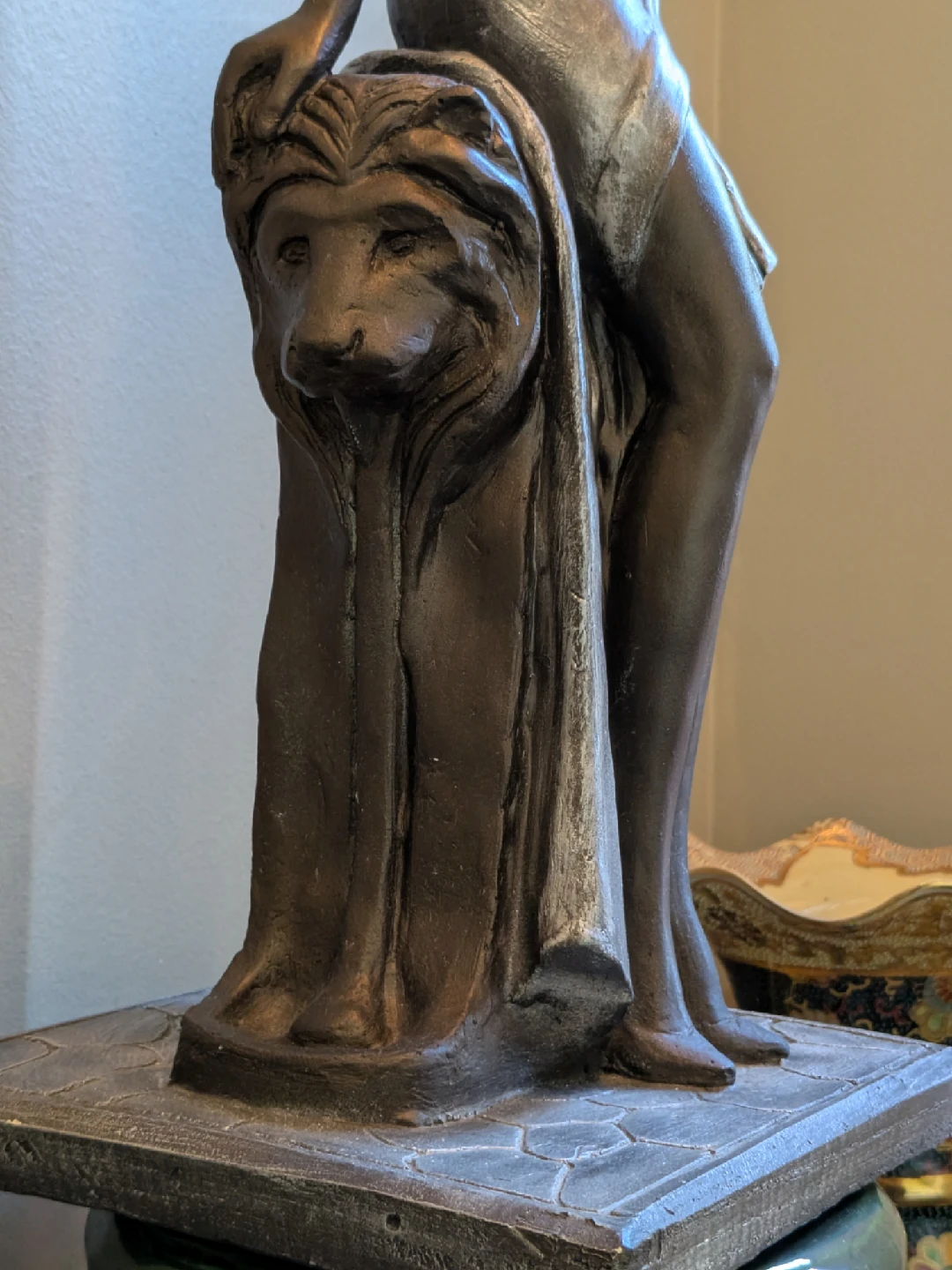 Art Deco Style Lady Statue on Decorative Pedestal - photo 4