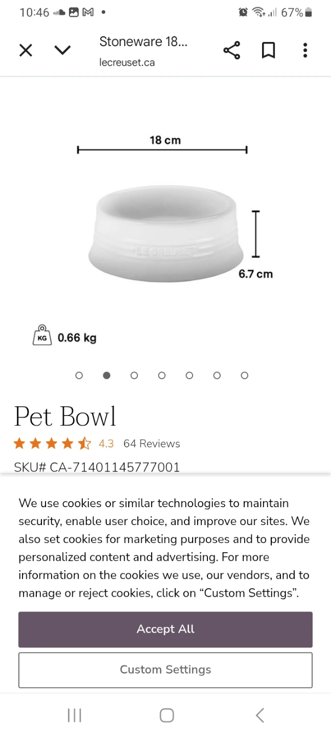 BRAND NEW in BOX Le Creuset Pet Bowl - Shell Pink, Medium - photo 2