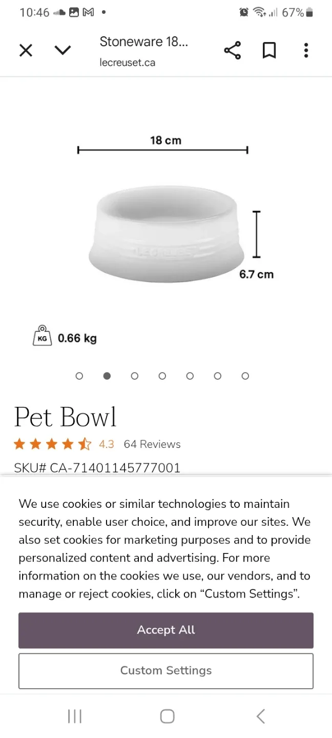 BRAND NEW in BOX Le Creuset Pet Bowl - Shell Pink, Medium image indicator(2)