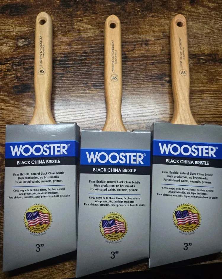 Wooster Black China Bristle 3" Paint Brush - New set of 3