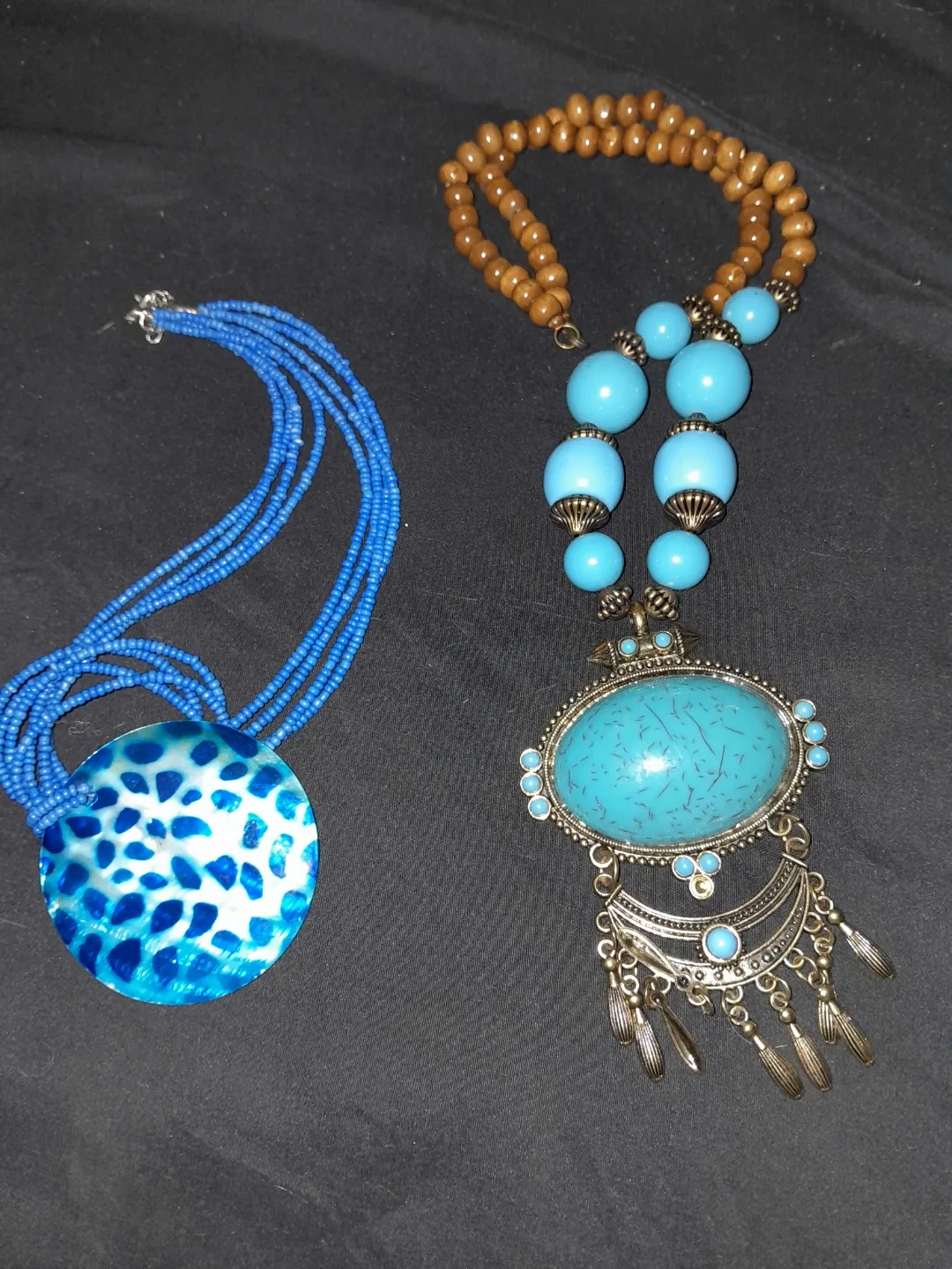 Turquoise & Wood Beaded Necklaces thumbnail