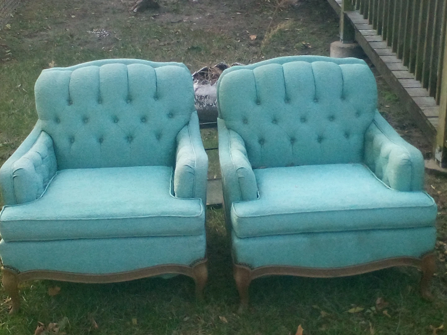 Vintage Teal Armchairs - Set of 2