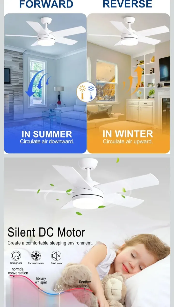 DANNILONG Ceiling Fan with Light & Remote