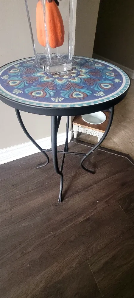 Round Tile Top Side Table