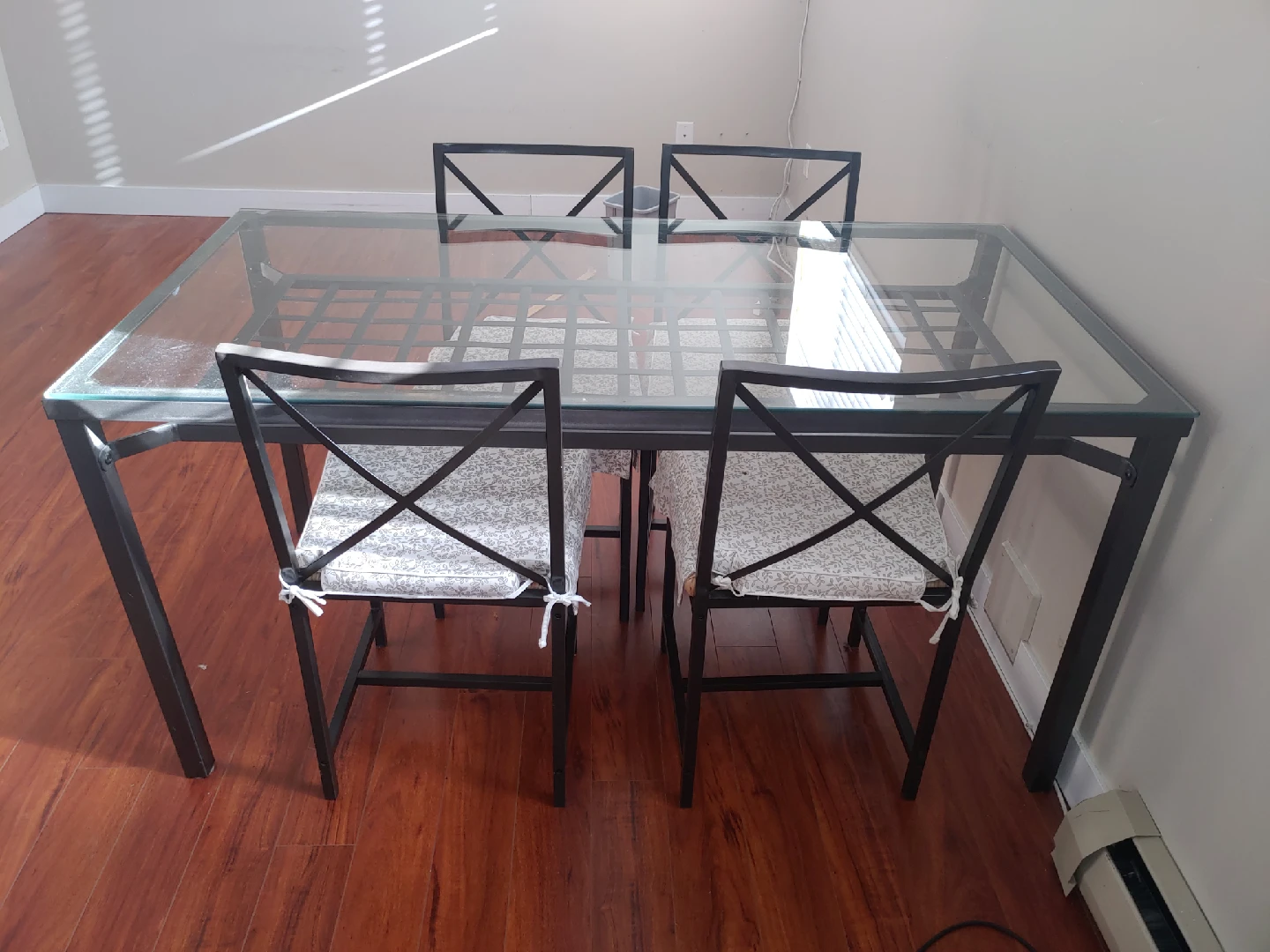 Glass Top Dining Table with 4 Chairs - Black Frame - photo 2