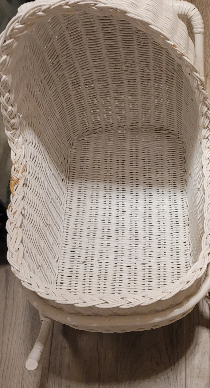 White Wicker Doll Bassinet