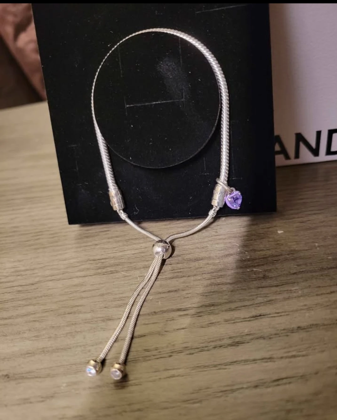 Pandora Silver Bracelet with Purple Heart Charm