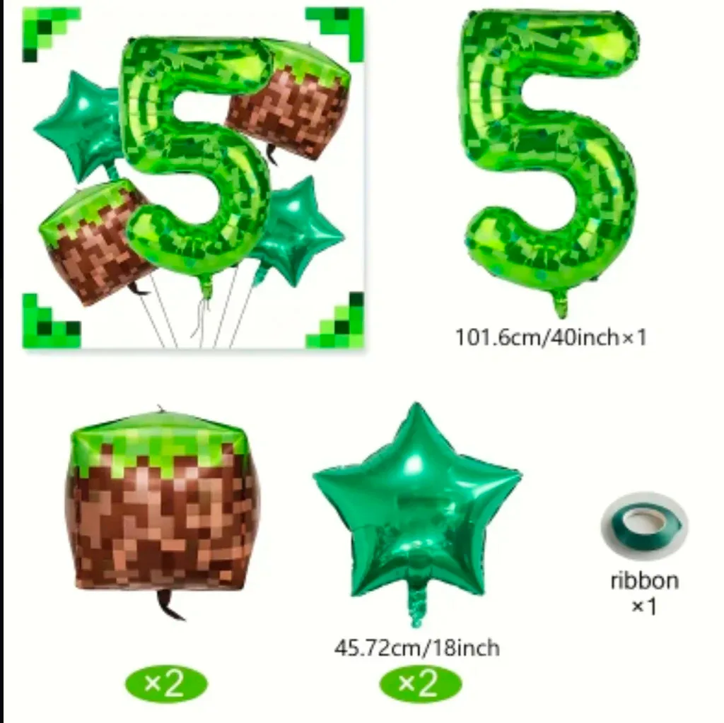Minecraft 5th Birthday Balloon Set
