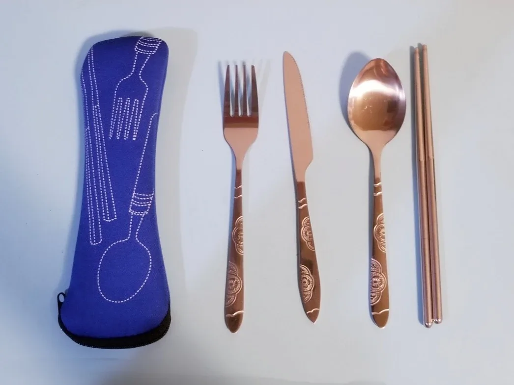 NEW Reusable Stainless  Steel Flatware Set - Blue image indicator(2)